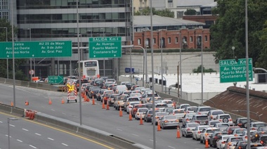 Por obras en el cruce con la 25 de Mayo, este finde se entra a la CABA a paso de tortuga