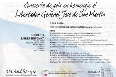 Concierto de Gala en homenaje al general José de San Martín en el Senado bonaerense