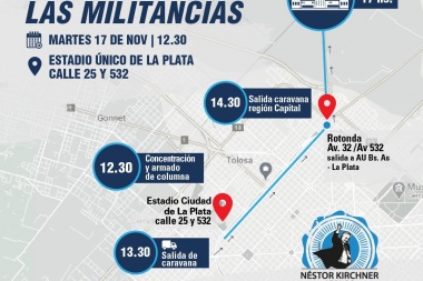 Con Saintout, Secco y Cagliardi arranca desde el Estadio de 25 y 32 la Caravana de las Militancias