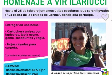 Recordarán a la periodista Virginia Illarucci con una gran colecta de útiles escolares