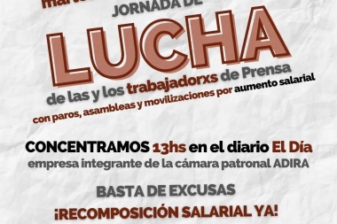 Sueldos de Prensa: convocan a una nueva jornada de protesta en todo el país