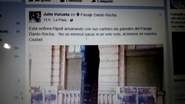 Irurueta atendió a Ripoll por pegar afiches en el Pasaje Rocha: "No se merece sacar ni un voto en nuestra ciudad"