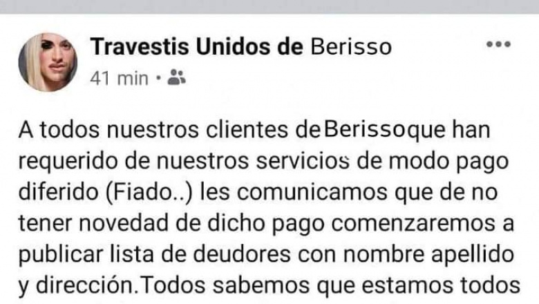 Pánico en Berisso: travestis amenazaron con escrachar a deudores