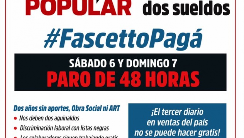 Paro en Diario Popular por atraso salarial: el tercero en vender, el último en pagar