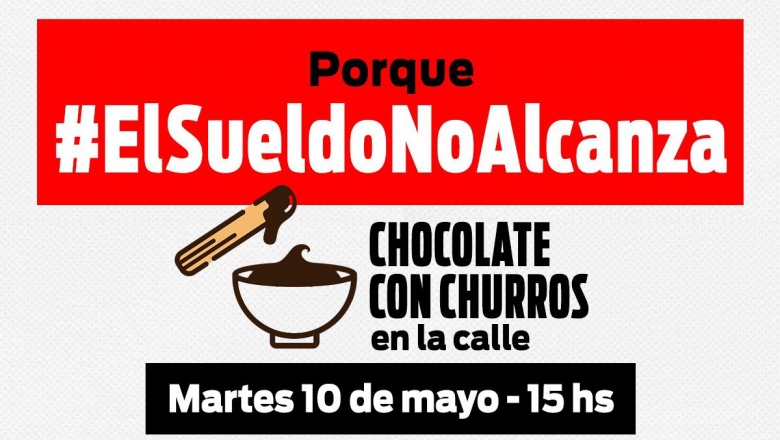 Contra la amargura de los salarios que perciben, trabajadores y trabajadoras de Clarín protestan con chocolate con churros