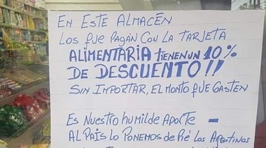 Hace 10% de descuento a quien compra con la Tarjeta Alimentar