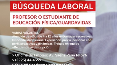Brandsen busca guardavidas, profes o estudiantes de Educación Física