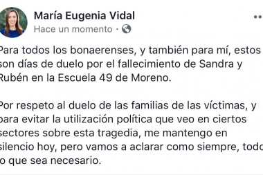 Vidal dijo que ve "utilización política" de la tragedia de Moreno
