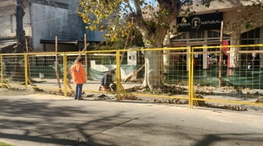 Veredas,canteros y luces: avanza la remodelación del centro comercial de Villa Elisa