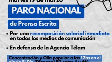 Olla popular frente al diario El Día: paro y jornada de lucha de gremios de Prensa por salarios dignos y Télam