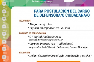 En 48 horas ya se anotaron 50 postulantes a Defensor Ciudadano de La Plata