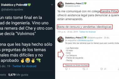 El Profesor Facho: avisa que bochará a quienes se presenten a examen con remeras de Evita, El Ché y Los Redondos