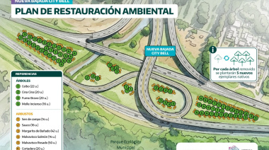 Obras por la bajada de City Bell: por cada árbol removido, AUBASA plantará cinco